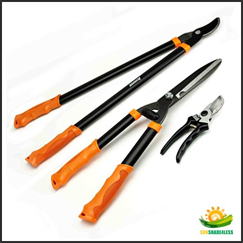 Shenso 3 Piece Combo Garden Tool Set with Lopper Hedge Shears and Pruner Shears Tree Shrub Care Kit