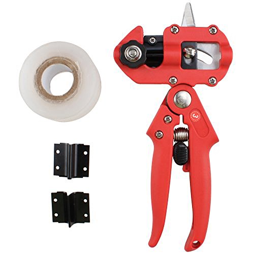 AGPtEK Professional Nursery Grafting Tool Knife Tree Pruner 2 Extra Blades Free Grafting Tape - Red