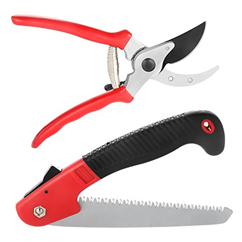Branch Pruner MAXFUL Effortless Ratchet Pruning Shears Branch Pruning Shears Folding Hand Saw Set for Flower Tree Pruners Camping Hunting Toolbox