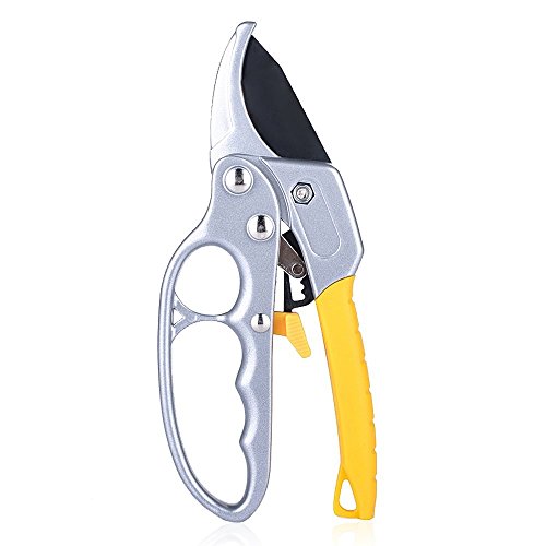 Vivostore Professional Garden Scissors Ratcheting Hand Pruner Shears Sharp Tree Clippers Ergonomic and Less Effort Gardening Tools JA-13-011