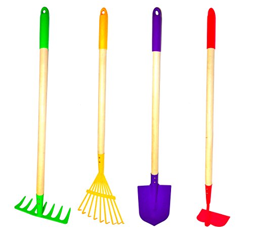 Gamp F 10018 Justforkids Kids Garden Tools Set Rake Spade Hoe And Leaf Rake 4-piece