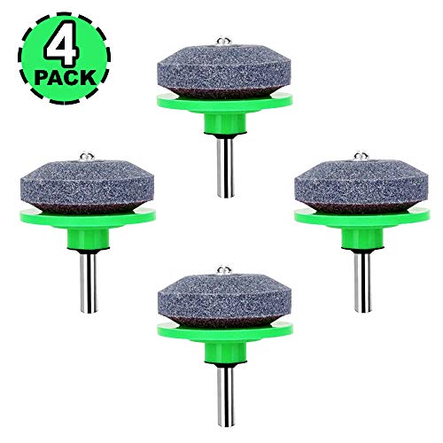 Lawn Mower Blade Sharpener Sharpening stone alternative Rotary Tool Will Fit Any Power Drill  Hand Drill Attachment  Garden Tool Sharpener - 4 PACK GRIT&GRIND
