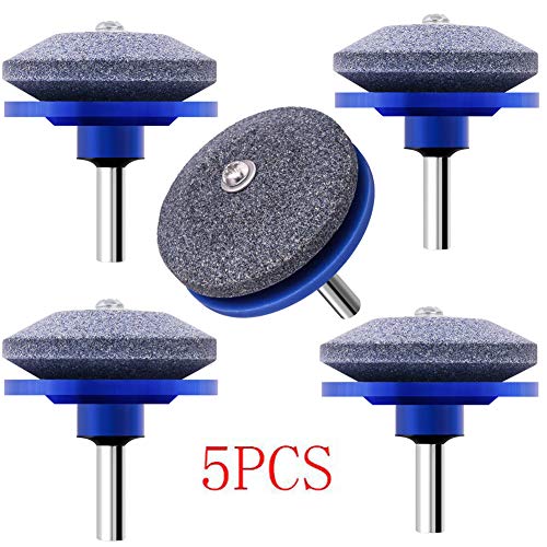 YOLIYANA Universal Lawnmower Blade Sharpener Grinder Wheel Stone Lawn Mower Blade Balancer Tool for Any Power Drill Hand Drill for Garden Courtyard Kitchen -5Pack Blue