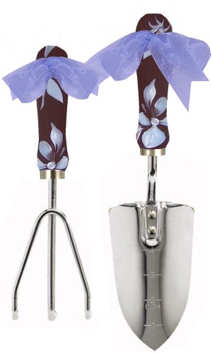 Cute Tools Stainless Steel Garden Shovel and Three Prong Rake - Landscaping Instrument Hand Painted Wooden Handle In The USA Durable Yard and Gardening Equipment From CuteTools - Art For A Cause Chocolate