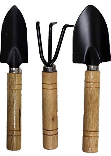 Hawk Set Of 3 Piece Mini Garden Shovels and Claw Tool With Wooden Handles GT3-YW