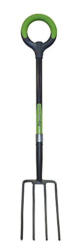 Radius Garden 25302 Pro-Lite Ergonomic Carbon Steel Digging Fork Green