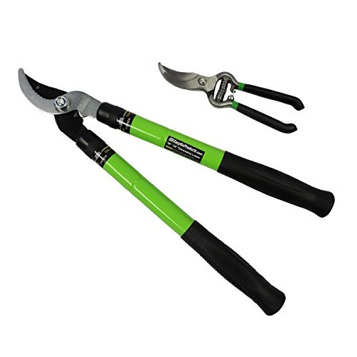 18 - 24 Telescoping Lopper with Hand Pruner Set - Single Pivot Bypass Tree Lopper with Extendable Handles and Bonus Garden Pruning Shear Clippers