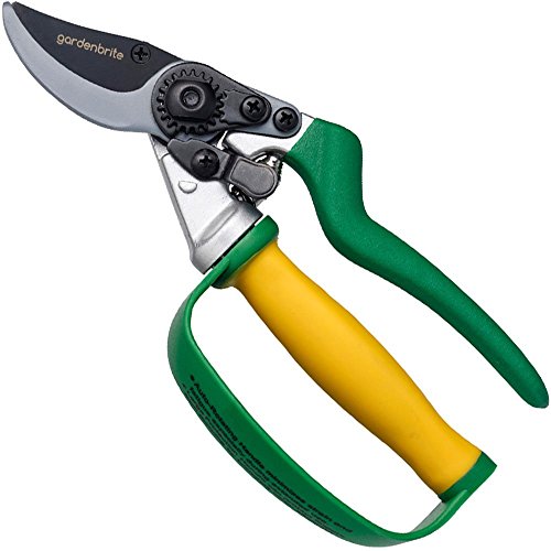 Pruning Shears - Ergonomic Bypass Pruner with Rotating Handle to Minimize Strain - Heavy Duty Secateurs Plant Clipper Hand Pruner Garden Shears Pruning Scissors and Snips - Gardening Hand Tools