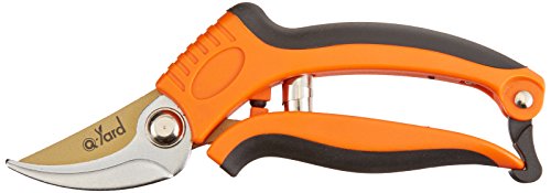 Q-yard QY-611-2 By-Pass Pruning Shear with NylonFiberglass Handle 7 x 25 x 1 OrangeBlack - Extra Sharp Garden Hand Pruners Easier Cutting Gardening Scissors Men Women