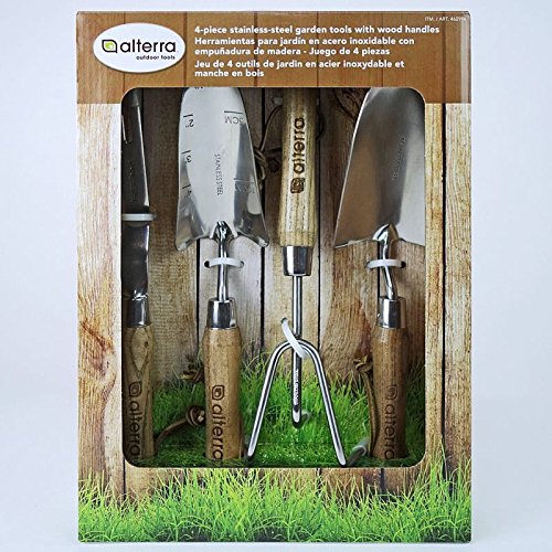 Alterra 4-piece Stainless-steel Garden Tools With Wooden Handles