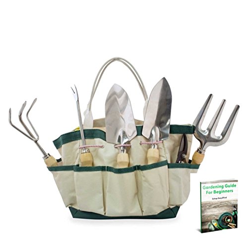 Gardening Tools Set 6-piece Ergonomic with Tote Bag Wood and Steel for Men Woman Home Lawn Garden Tools Indoor Outdoor Use Best Quality Hand Garden Tools  Gift Set  Green eBook by Easy2Find