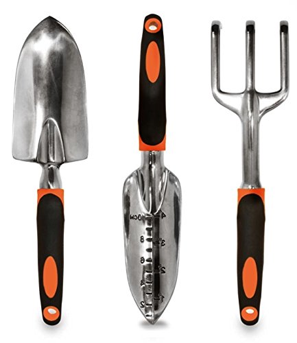 Premium Garden Tools Set - 3 Piece Heavy Duty Gardening Hand Tool Set weeder Shovel Trowelamp Rake Cultivator