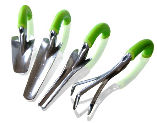 Radius Garden Nrgset Green 4-piece Ergonomic Gardening Hand Tool Set Includes Trowel Transplanter Weeder And
