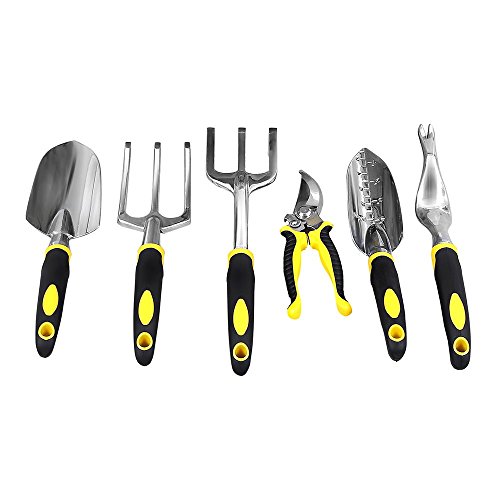 Songmics Garden Tool Set 6-piece Garden Kit With Heavy Duty Cast-aluminum Headsamp Ergonomic Handles Uggt600