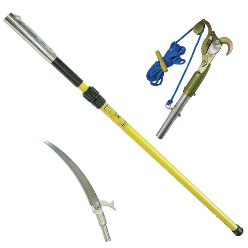 6-12 Double Lock Telescoping Fiberglass Pole with Pruner and Pole Saw Heads by Jameson