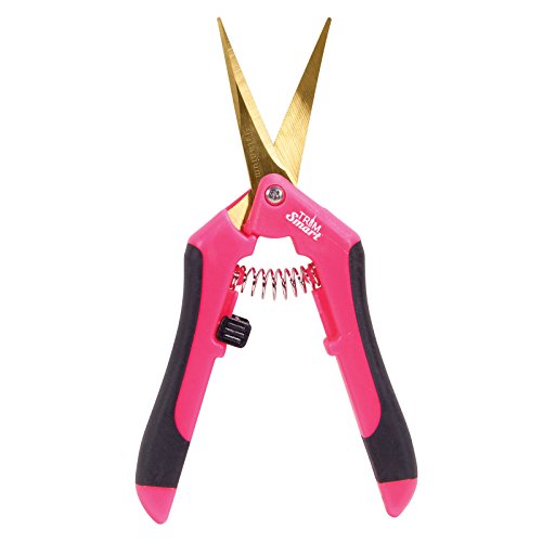 TrimSmart Precision Pruner Hydroponic Garden Precision Blade Curved or Straight Blade Garden Snip Scissor Trimmer Curved Blade Perfect Pink