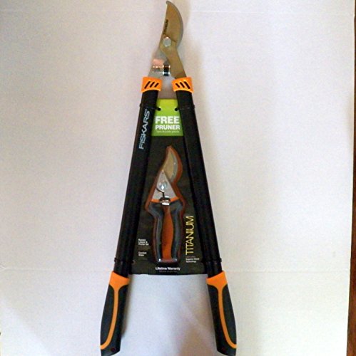 Fiskars 28&quot Bypass Lopper And 8-12quotpruner Set With Titanium Blade Coating