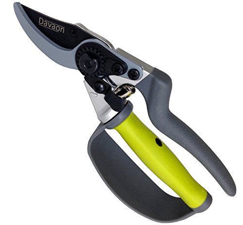 Pro Bypass Pruning Shears - 30 Less Effort Rotating Pruners Best Comfort Garden Clippers With Finger Protection