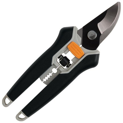 Fiskars Softgrip Bypass Pruning Shears With Built-in Stem Stripper And Stem Crusher