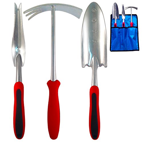 Skylar Gardening Tool Set Hand Trowel Weederamp Cultivator Hoe Kit Rustproof Bonus Storage Bag