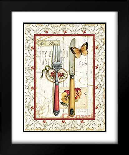 Audit Lisa 28x33 Black Modern Frame and Double Matted Museum Art Print Titled Rose Garden Utensils I Red