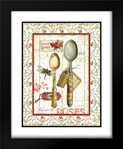 Audit Lisa 28x33 Black Modern Frame and Double Matted Museum Art Print Titled Rose Garden Utensils II Red