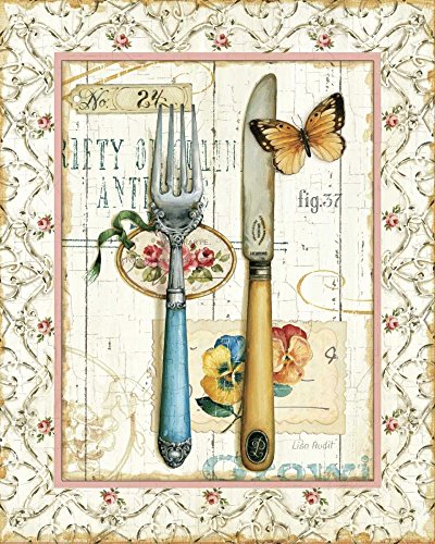 Posterazzi Collection Rose Garden Utensils I Poster Print by Lisa Audit 30 x 24
