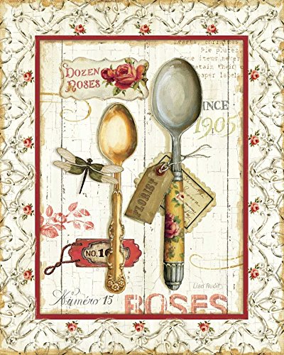 Posterazzi Collection Rose Garden Utensils II Red Poster Print by Lisa Audit 30 x 24