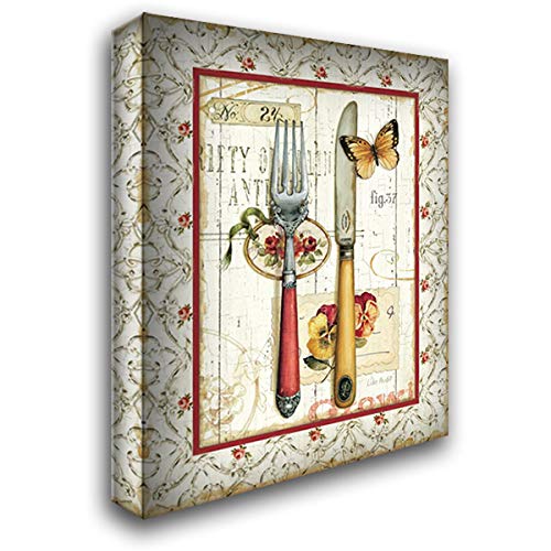 Rose Garden Utensils I Red 20x24 Gallery Wrapped Stretched Canvas Art by Audit Lisa