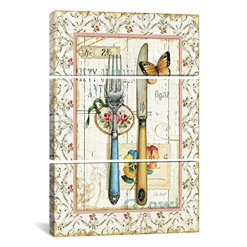 iCanvasART WAC750 3-Piece Rose Garden Utensils I Canvas Print Set by Lisa Audit 60 by 40-Inch 075-Inch Deep
