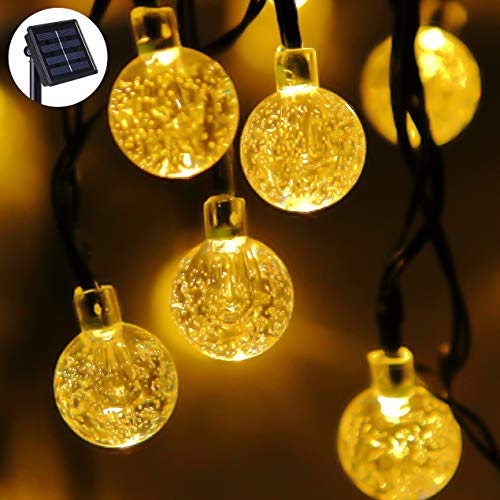 20ft 30LED solar crystal ball string lights8 modes Solar power globe string lights outdoor waterproof Christmas string lights for Garden Table umbrellaWedding party Christmas home decorations