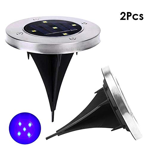 Ayunjia 2pcs Solar Power Garden Ground Light Lamp5 LED Solar Disk Lamp Patio Landscape Light for Walkway Yard Lawn Solar Energy Lawn Lamp Garden Lamp