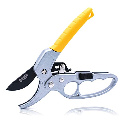 BUGUI Ratchet Garden Pruning Shears Anvil Type 3-Stage Ratcheting Mechanism Provides 5X Cutting Power Than Normal Clippers Professional Hand Pruners for Arthritis Weak Hands 8