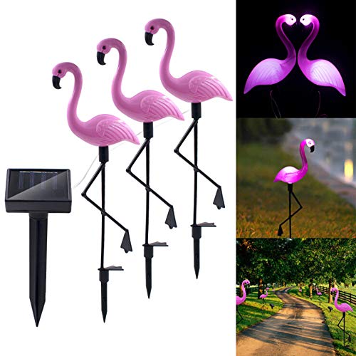 HUIFEIDEYU 3pcsSet Flamingo Ground Spike Light LED Solar-Power Garden Light Park Decorative Flamingo Lawn Lamp Waterproof Night Light for Outdoor Garden Festival Decoration Decoration Stake