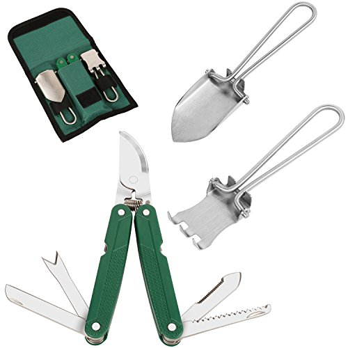 iMounTEK 4 Piece Mini Garden Pruning Weeding Stainless Steel Tool Kit Includes Rake Spade 6-in-1 Garden Tool Belt Holster DesignedManufactured In Line W US Federal ANSI Specification