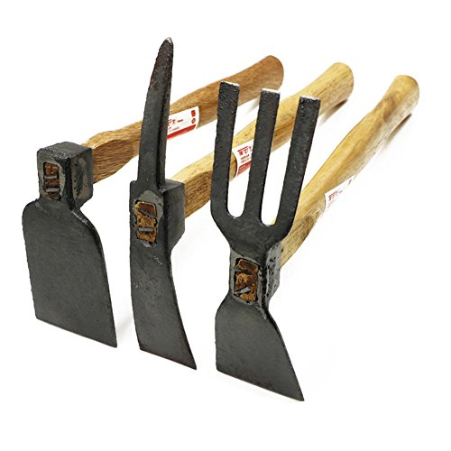 Phyhoo 3 Piecesset Wooden Handle Hand Hoe Rake Gardening Tools One Side Harrow And One Side Hoe
