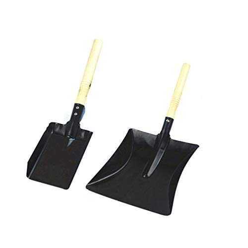 Yardwe BBQ Grill Ash Pan Metal Dustpan Carbon Steel Ash Coal Fireplace Shovel Charcoal Grill Accessories Garden Hand Tools 2PCS Large Shovel Small Shovel