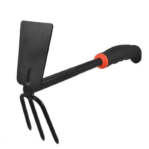 Plastic Handle Metal Fork Hoe Dual Purpose Garden Weeder Black