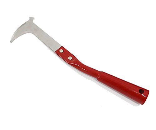 IBEET Sickle Garden Tool Hand Weeder Stainless Steel Blade Protect Cover Curved BladeShort Handle and Neck123 Inch Overall Length