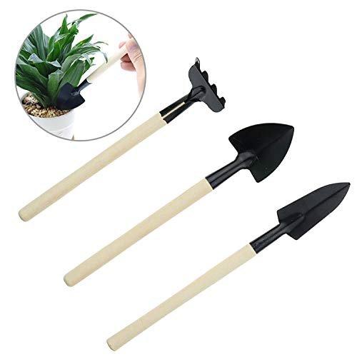 Fly-Town 3PCS Gardening Tools Mini Garden for Tools Small Shovel Hoe Hoe Plant Potted Bonsai Flowers Seedling Planting Tool Decoration