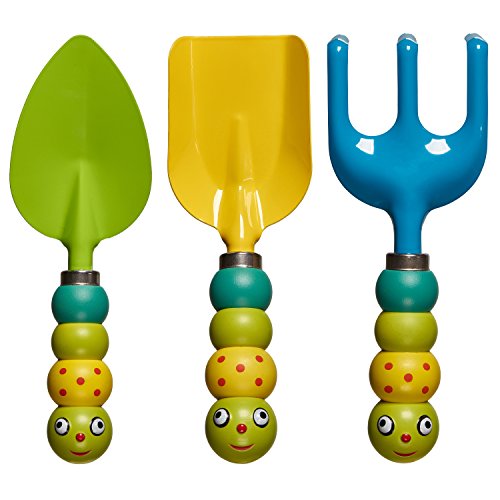 Prextex Kids 3pc Garden Tool Set Includes 3 Garden Tools With Adorable Bugs As Tool Handles