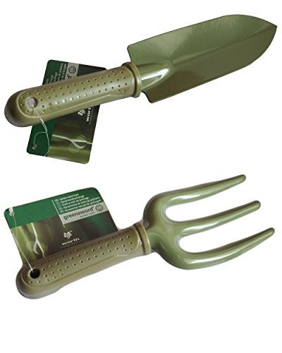 Set of 2 Amatahouse Garden Hand Tools Set Carbon Steel W2049 Trowel Transplanter Shoveling W2051 Fork Shoveling