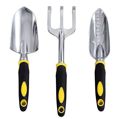 Songmics Garden Tool Set 3-piece Garden Kit Includes Trowel Transplanteramp Cultivator With Ergonomic Handles Uggt003