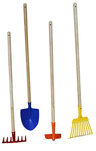 Arcadius Garden Kids Garden Tool Set - 78 x 36 Rake Spade Hoe and Leaf Rake 4-Piece Renewed