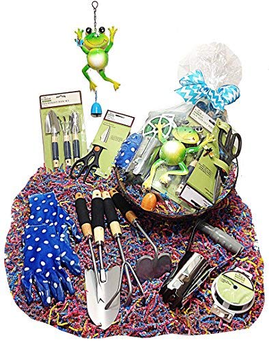 Distinctive Designs Easter or Mothers Day Gardening Tools Gift Basket Set Hanging Cocoa Lined Plan