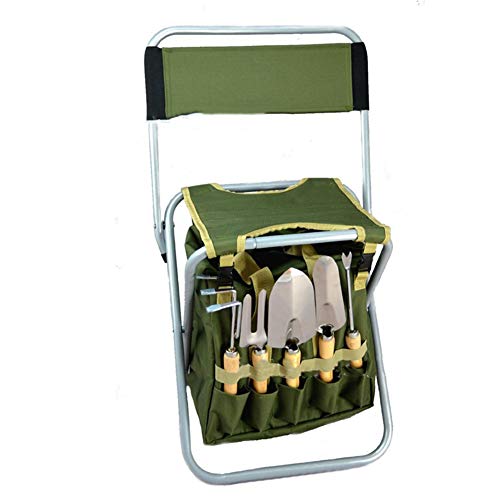 LTLCBB Garden Tools Set Collapsible Metal Antirust Garden Greening Prune Seat Canvas Bag Tool KitGardening Tool Gift Outfit