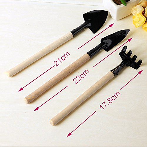 M-W Mini Wooden handle Iron Gardening Planting Hand Tools Set2pcs Rake  2pcs Shovel  2pcs Digging Trowel