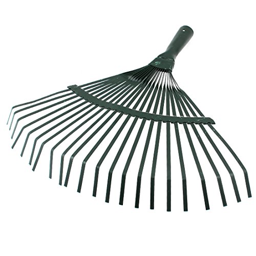 uxcell Metal Home 22 Tine Garden Tool Rake Lawn Shrub Sweeper Leaf Cleaning Barn Green