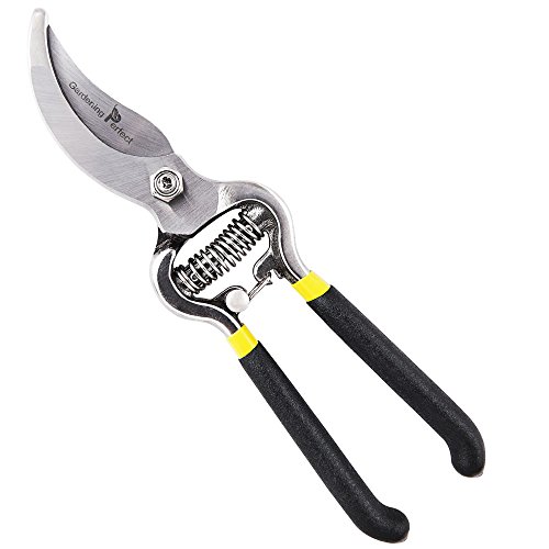 GARDENING PERFECT Pruner Pruning Shear-Heavy Duty Sturdy Hand Pruners For Serious Gardening - Sharp Garden Clippers Tree Trimmers Secateurs and Steel Bypass Pruner