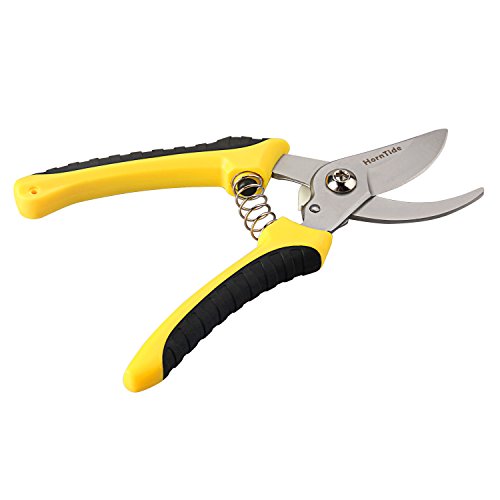 Horntide Bypass Pruner Pruning Shears 8-inch Hand Secateurs Hedgeamp Tree Clippers 4mm Stainless Steel Blade